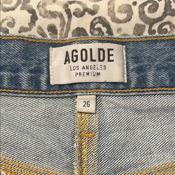 Agolde Blue Distressed Denim Skirt - Picture 6 of 10
